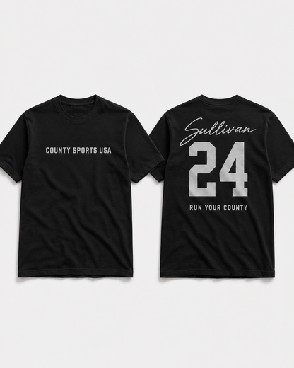 Signature Jersey Tee — Black, name style