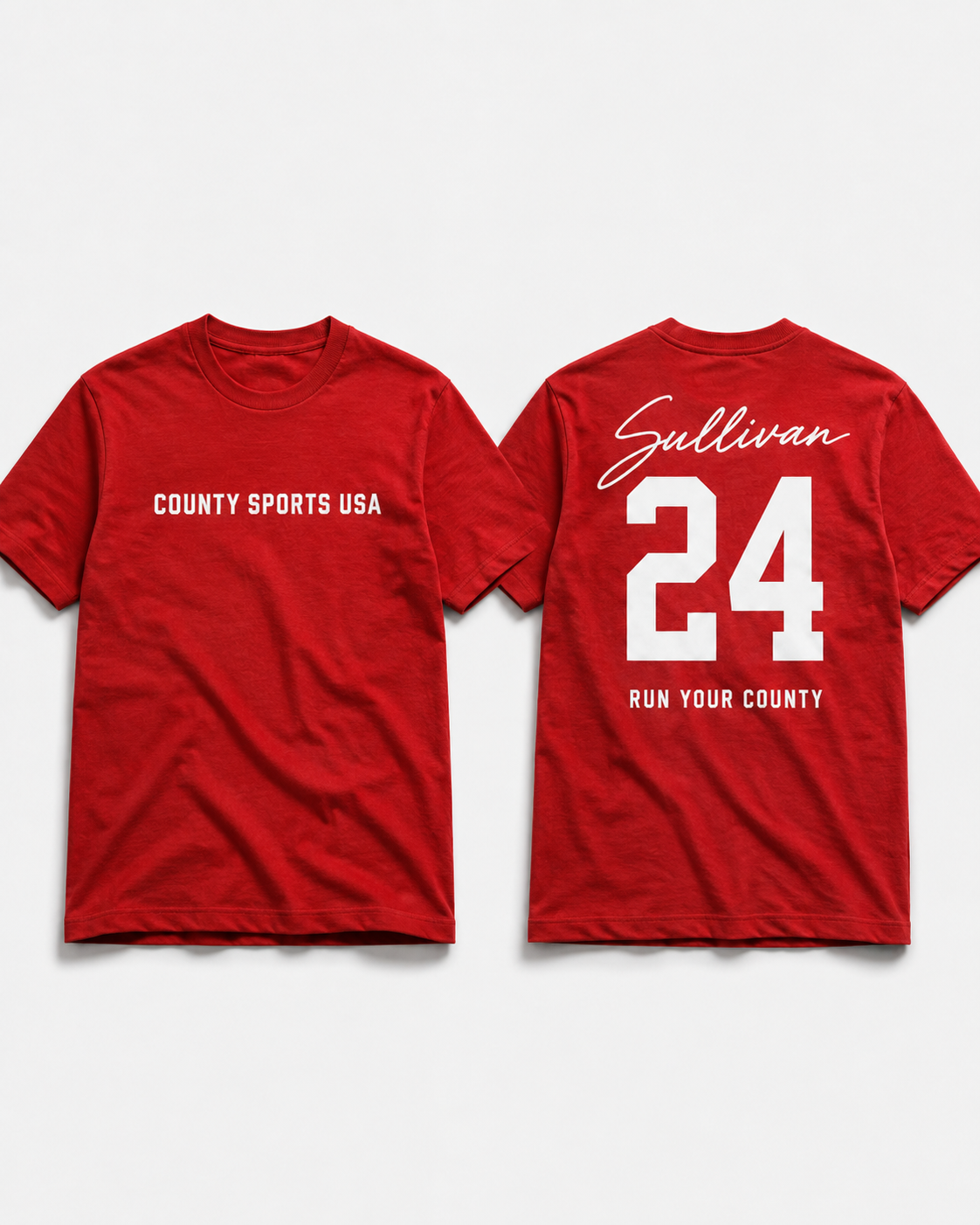Signature Jersey Tee — Red, name style