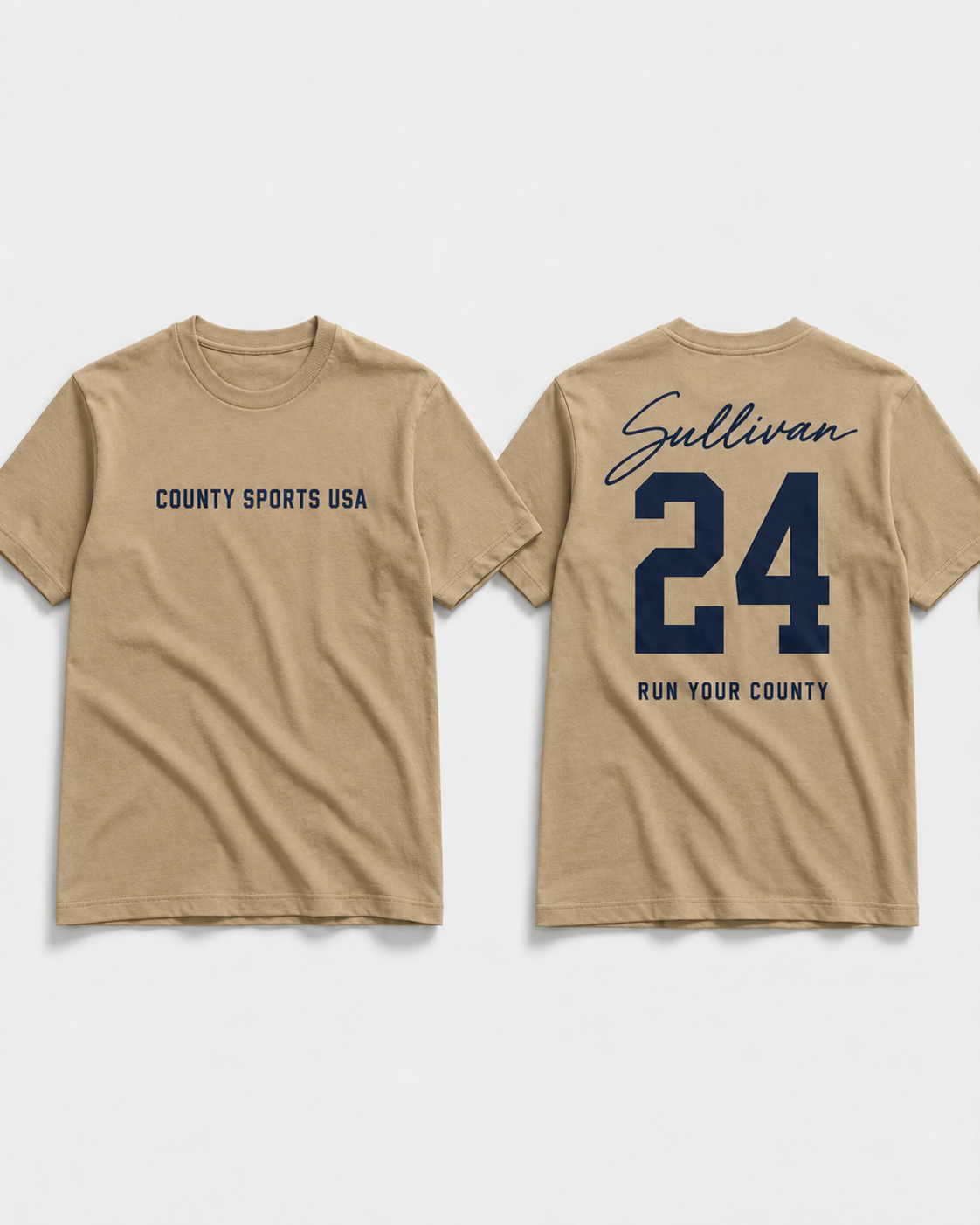 Signature Jersey Tee — Tan, name style